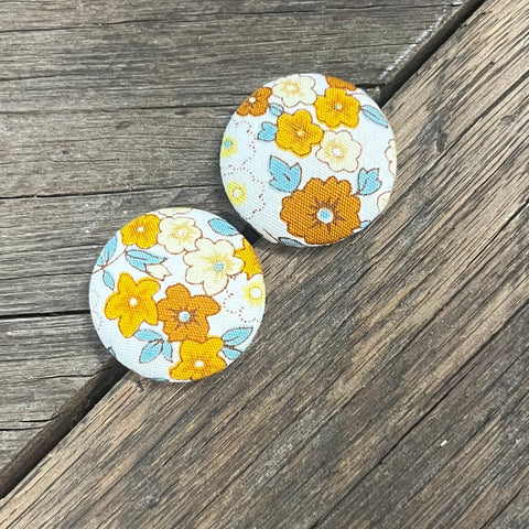 Musted Floral Fabric Earrings