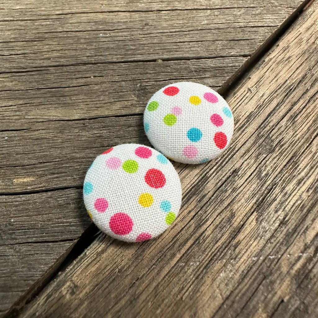 Rainbow Spots Fabric Earrings