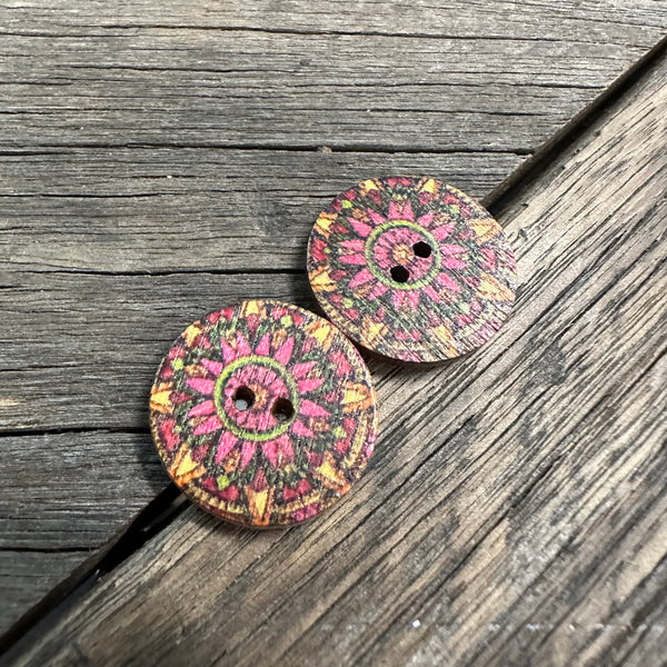 Assorted Timber Mandala Stud Earrings