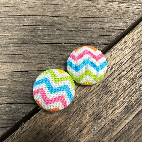 Rainbow Chevron Fabric Earrings