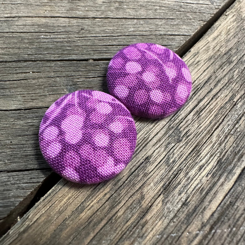 Purple Floral Fabric Earrings