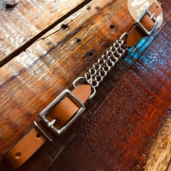 Leather Curb Strap with Double Chain
