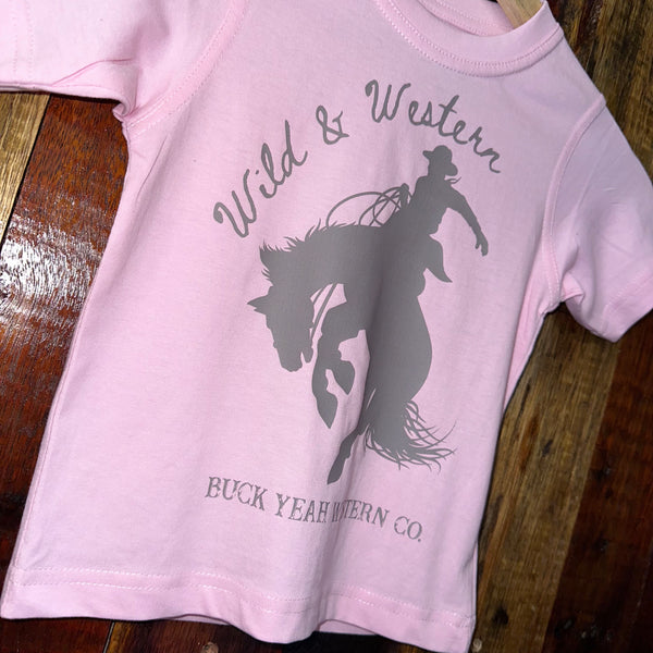 Youth Wild & Western Tee - Baby Pink