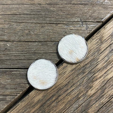 White/Cream Cowhide Earrings