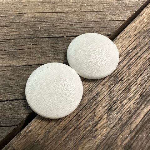 White Faux Leather Fabric Earrings