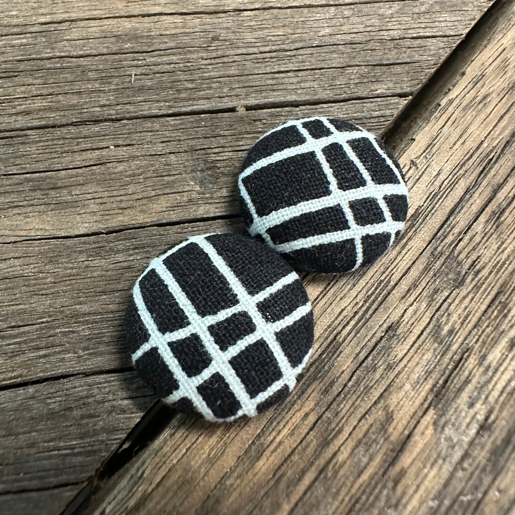 Black W White Stripes Fabric Earrings