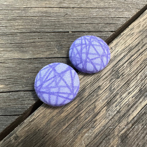 Purple W Purple Lines Fabric Earrings