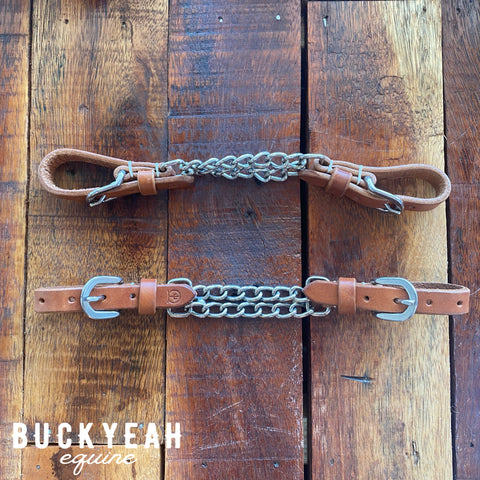 Leather Curb Strap with Double Chain