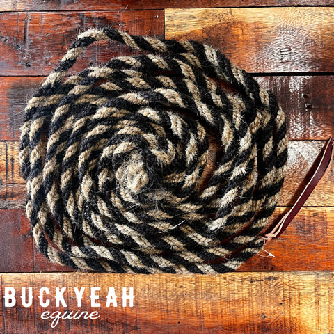 23FT Horse Hair Mecate Reins with Leather Popper