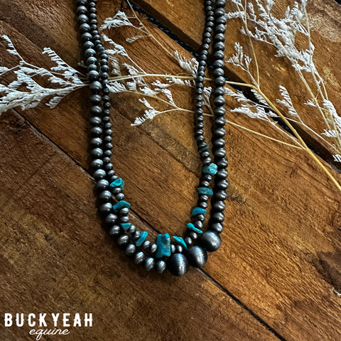 Turquoise W Navajo Beads Layered Choker