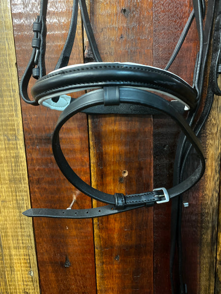 Black And White English Snaffle Bridle