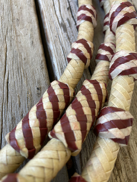 8ft Natural Rawhide Romal Reins Red Popper