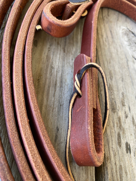 8' X 5/8" Double Stitched Harness Leather Weighted Split Reins