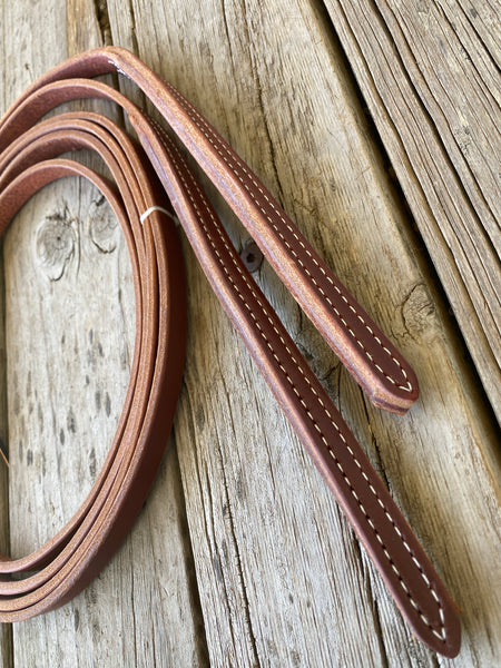 8' X 5/8" Double Stitched Harness Leather Weighted Split Reins