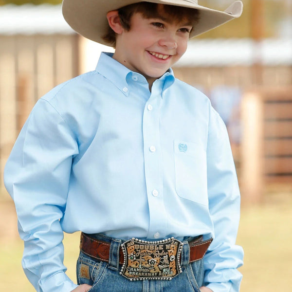 CINCH - Youth TENCEL™ Stripe Button-Down Western Shirt - Light Blue