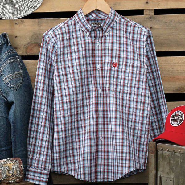 CINCH - Youth Classic Fit Arena Shirt - Red/Blue Check
