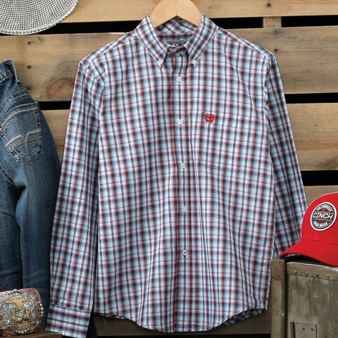 CINCH - Youth Classic Fit Arena Shirt - Red/Blue Check