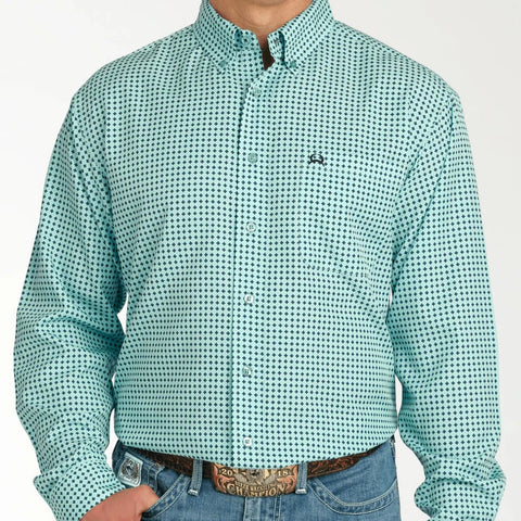 Cinch Men's ArenaFlex Long Sleeve - Turquoise Geo Print