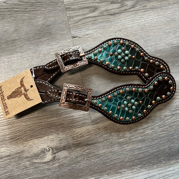 Ladies Chocolate-Teal Spur Straps