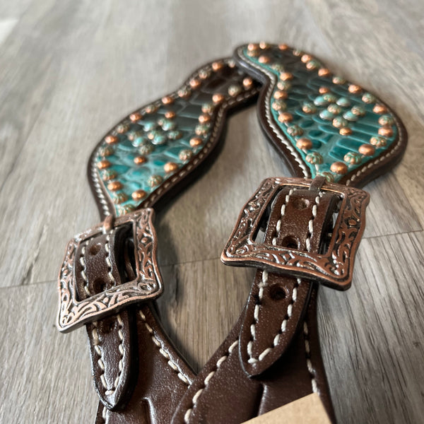 Ladies Chocolate-Teal Spur Straps