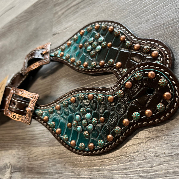 Ladies Chocolate-Teal Spur Straps