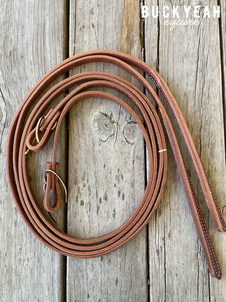 8' X 5/8" Double Stitched Harness Leather Weighted Split Reins