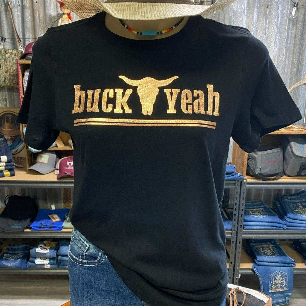"Buck Yeah" Brand Tee - Black & Rose Gold