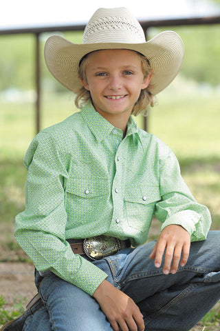 Youth Boys - Lime Talbot Long Sleeve Button Up Shirt