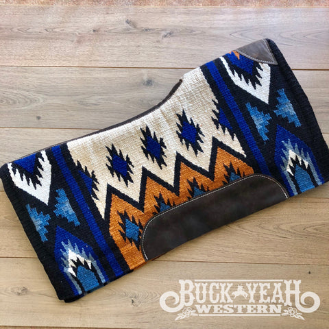 Showman 34 x 36 x 3/4 Black and Turquoise Memory Felt Bottom Saddle Pad