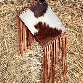 Brown and White Clutch with Fringe
