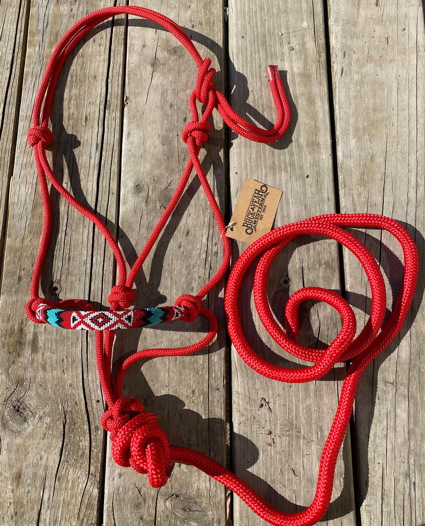 Red Beaded nose rope halter