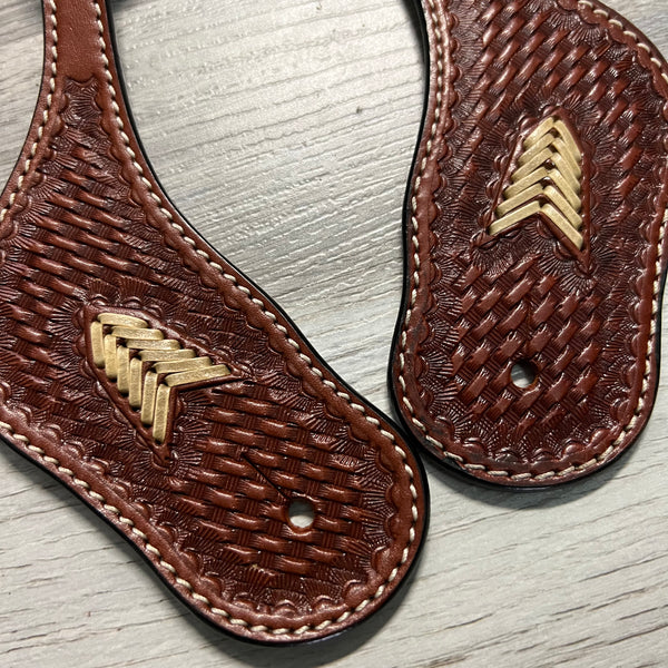 Men’s Cream Arrow Plait Tooled Spur Strap