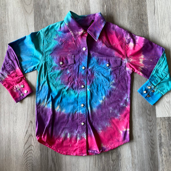 Tie Dye shirt - Kids Size 6 - Pink Purple Blue Swirl