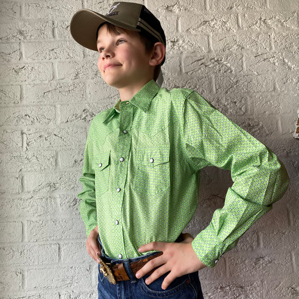 Youth Boys - Lime Talbot Long Sleeve Button Up Shirt